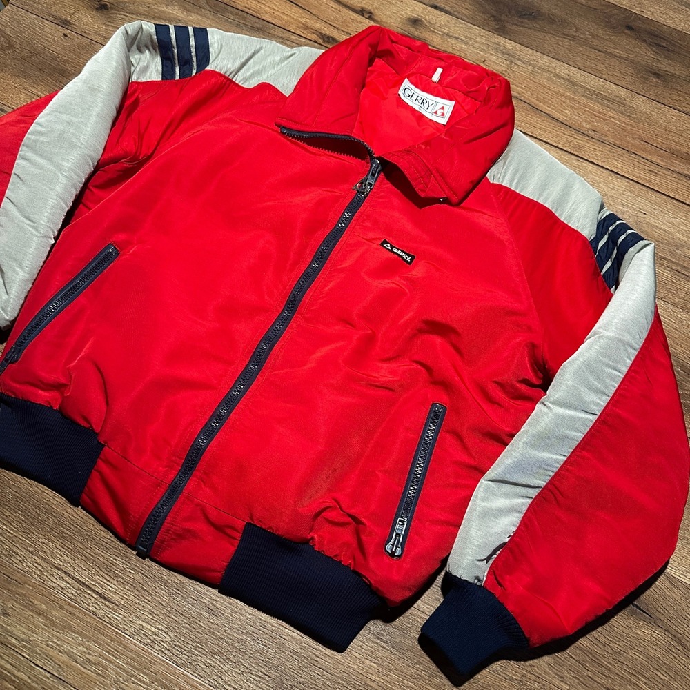 Vintage Gerry Red Grey Cyclone Puffer Jacket Mens XL